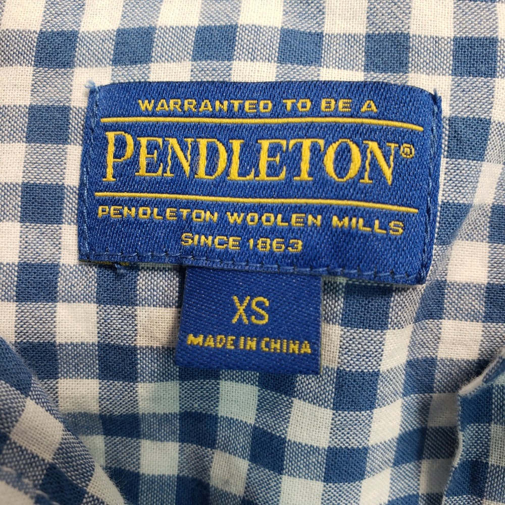 Pendleton Blue White Gingham Check Button Down Sh… - image 3